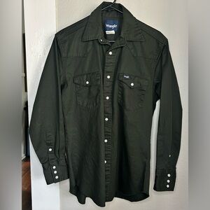 Wrangler Western Black  Snap Front Long Sleeve Shirt Size M